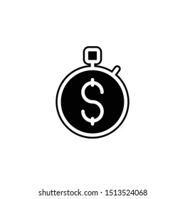 Dollar, stopwatch icon. Simple glyph, flat vector of time icons for ui and ux, website or mobile application
