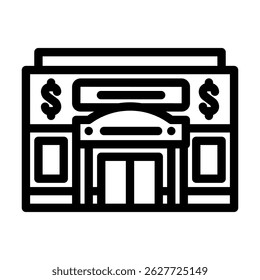 dollar store shop line icon vector. dollar store shop sign. isolated contour symbol black illustration