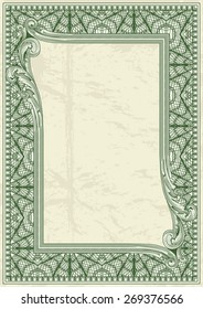 Dollar style vertical vintage floral frame for certificate