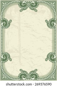 Dollar style vertical vintage floral frame for certificate