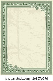 Dollar style vertical vintage floral frame for certificate