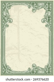 Dollar style vertical vintage floral frame for certificate