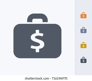 Dollar Suitcase - Carbon Icons. A professional, pixel-aligned icon.  