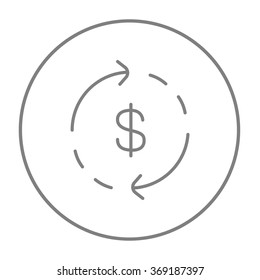Símbolo de dólar con icono de línea flechas.