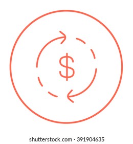 Dollar symbol with arrows line icon.