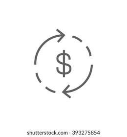 Dollar symbol with arrows line icon.