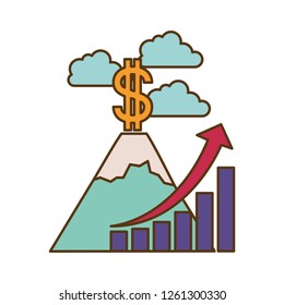 dollar symbol with bar graph isolated icon