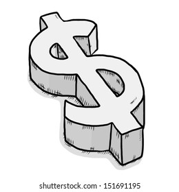 dollar symbol / cartoon vector and illustration, isolated on white background.