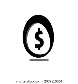 Dollar symbol in a circle shaped like an egg. Waiting to hatch like a chick out of a shell.