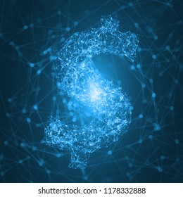 dollar symbol with connected lines. suitable for technology, data and blockchain themes.