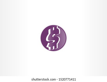 Dollar symbol design illustration with purple color.