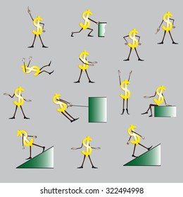 Dollar symbol in different poses
