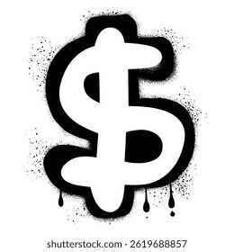 Dollar symbol graffiti with black spray paint