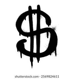 Dollar symbol graffiti spray painted style vector