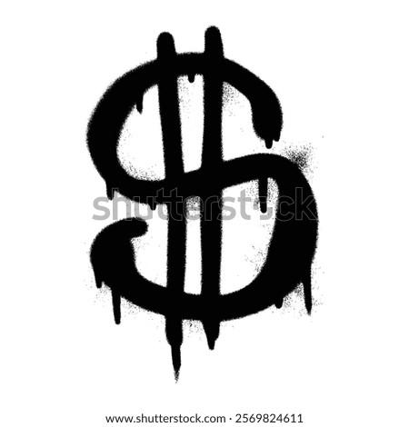 Dollar symbol graffiti spray painted style vector