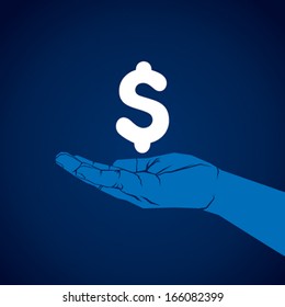 dollar symbol in hand vector