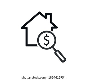 Dollar symbol and house vector icon concept. real estate investment, home rental concept.
