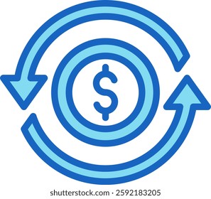 Dollar Symbol Icon Blue Vector Illustration