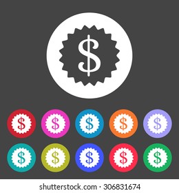 Dollar symbol icon. Set of colored icons.