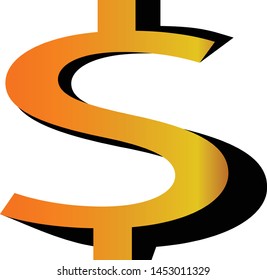 Dollar symbol icon shaded with sparkling gold