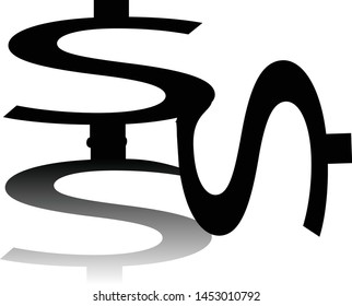 Dollar symbol icon three upper and lower fields