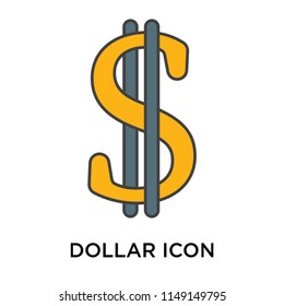 Dollar symbol icon vector isolated on white background for your web and mobile app design, Dollar symbol logo concept