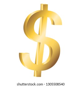 Dollar symbol. Illustration in 3D. Gold.