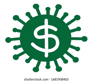 Dollar symbol inside corona virus as concept for corona economical impact 