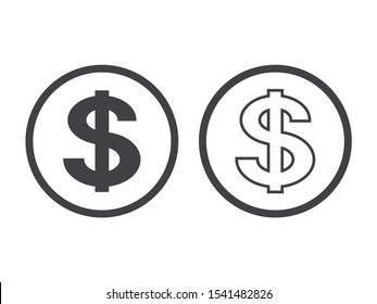 dollar symbol isolated on white background. Vector illustration.