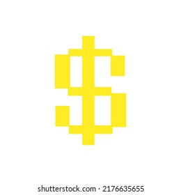 Dollar symbol. Isolated pixel style on white background. vector