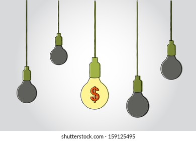 Dollar symbol with light bulbs  making idea