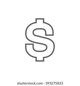 Icono de línea de símbolo de dólar.