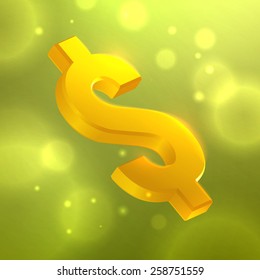 Dollar symbol on the abstract background with bokeh effect
