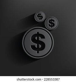 Dollar symbol on dark background,clean vector