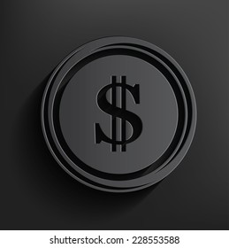 Dollar symbol on dark background,clean vector