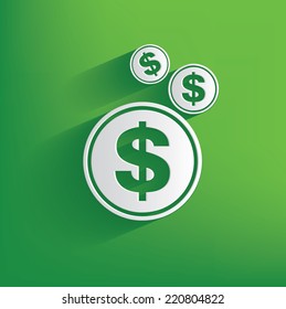 Dollar symbol on green background,clean vector