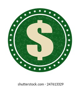 Dollar symbol on  grunge rubber stamp on white background, vector illustration