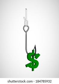 Dollar symbol on the hook