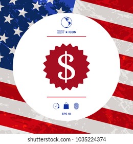 Dollar symbol on medal - icon