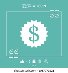 Dollar symbol on medal - icon