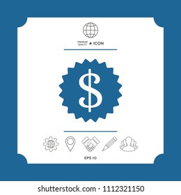 Dollar symbol on medal - icon