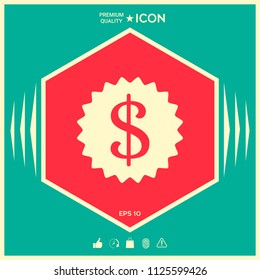 Dollar symbol on medal - icon