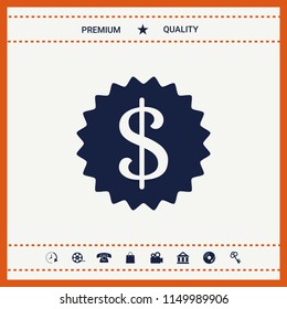 Dollar symbol on medal - icon