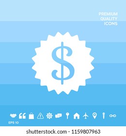 Dollar symbol on medal - icon