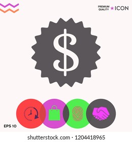 Dollar symbol on medal - icon