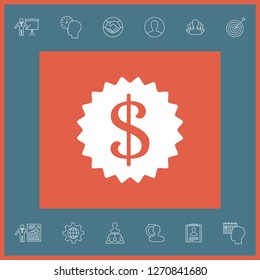 Dollar symbol on medal - icon. Graphic elements for your design
