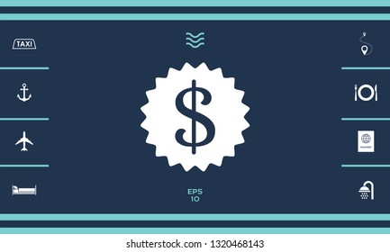 Dollar symbol on medal - icon. Graphic elements for your design