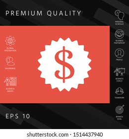 Dollar symbol on medal - icon. Graphic elements for your design