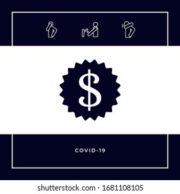 Dollar symbol on medal - icon. Graphic elements for your design