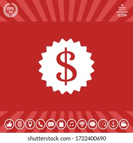 Dollar symbol on medal - icon. Graphic elements for your design